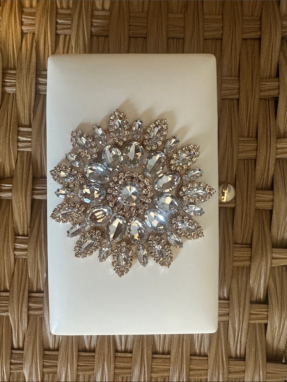 White Crystal Burst Phone Case Clutch